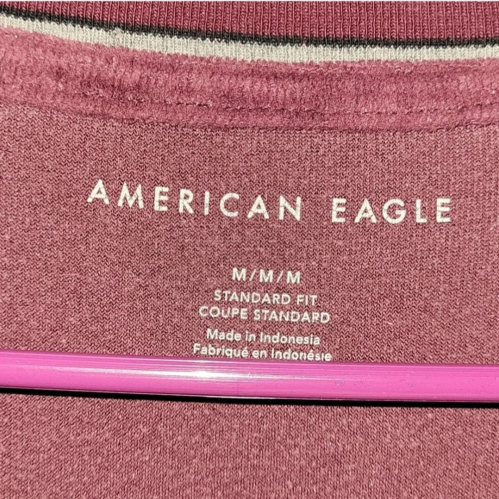 American Eagle Outfitters Men's Maroon Sweater with Striped Details
